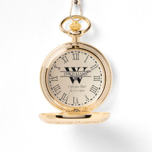 Personalisierte Monogramm-Pocket-Uhr Armbanduhr