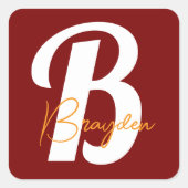 Personalisierte Monogramm Quadratischer Aufkleber (Vorderseite)