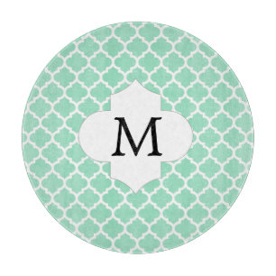 Personalisierte Monogramm Quatrefoil Minze und Schneidebrett