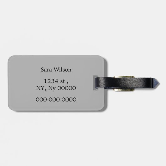 Personalisierte Monogramm Quatrefolie grau und wei Gepäckanhänger (Rückseite horizontal)