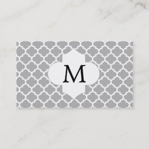 Personalisierte Monogramm Quatrefolie grau und wei Visitenkarte