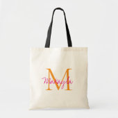 Personalisierte Monogramm-Rosa-Schrift Tragetasche (Vorne)