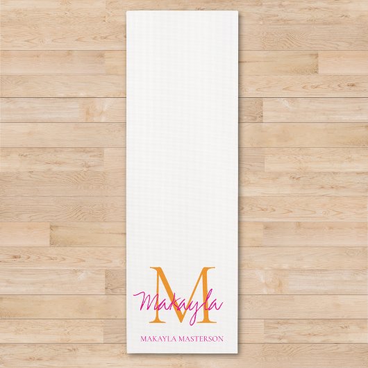 Personalisierte Monogramm-Rosa-Script-Name Yogamatte