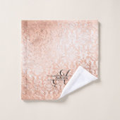 Personalisierte Monogramm-Rose Gold-Damaskus Badhandtuch Set (Waschlappen)