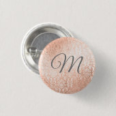 Personalisierte Monogramm-Rose Gold-Damaskus Button (Vorne & Hinten)