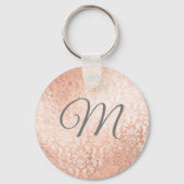 Personalisierte Monogramm-Rose Gold-Damaskus Schlüsselanhänger (Vorderseite)
