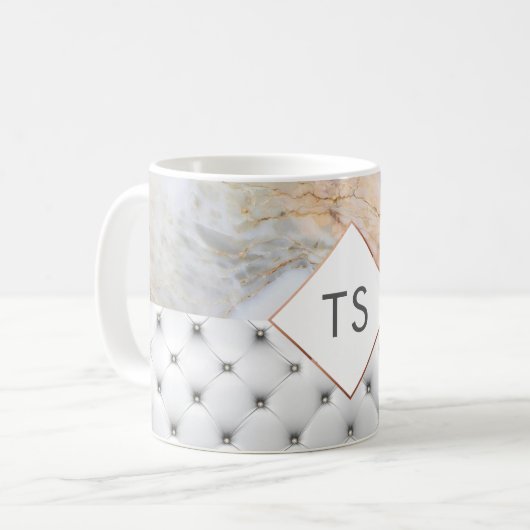 Personalisierte Monogramm Rose Gold Grau Tasse (Vorderseite Links)
