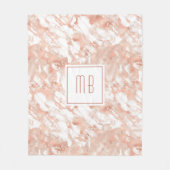 Personalisierte Monogramm Rose Gold Weißer Marmor Fleecedecke (Vorderseite)