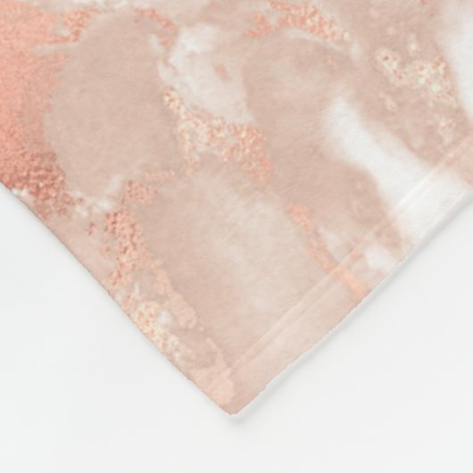 Personalisierte Monogramm Rose Gold Weißer Marmor Fleecedecke (Ecke)