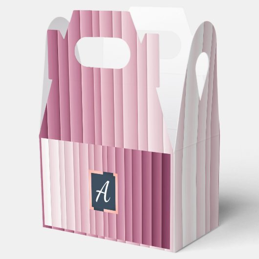 Personalisierte Monogramm-Roségradient-Vertikale G Geschenkschachtel (Geöffnet)