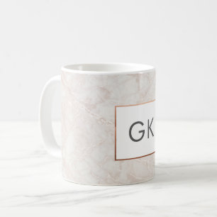 Personalisierte Monogramm-Rosen-Goldmarmor-Tasse Kaffeetasse