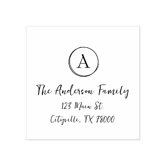 Personalisierte Monogramm-Rücksendeadresse Gummistempel (Prägung)