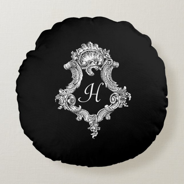 Personalisierte Monogramm Rundes Kissen (Vorderseite)