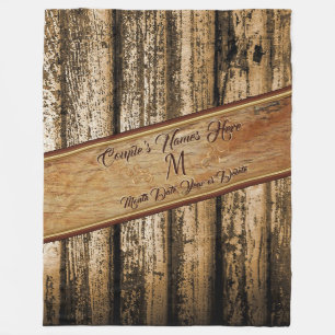 Personalisierte Monogramm-Rustikale Hochzeitsgesch Fleecedecke