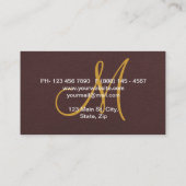 Personalisierte Monogramm Schokolade braun Visitenkarte (Rückseite)