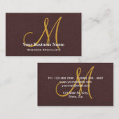 Personalisierte Monogramm Schokolade braun Visitenkarte (Vorne/Hinten)
