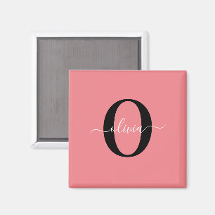 Personalisierte Monogramm-Schrift Name Schwarz Wei Magnet
