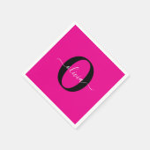Personalisierte Monogramm-Schriftname Pink Schwarz Serviette (Ecke)