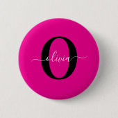 Personalisierte Monogramm-Schriftzug Name Pink Sch Button (Vorderseite)