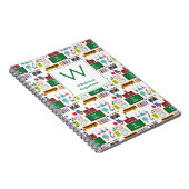 Personalisierte Monogramm SCHULE PROJEKTE Weiß Grü Notizblock (Rechte Seite)