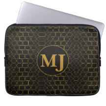 Personalisierte Monogramm Schwarz & Gold Geometris