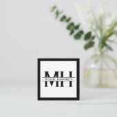 Personalisierte Monogramm | Schwarz Quadratische Visitenkarte (Stehend Vorderseite)