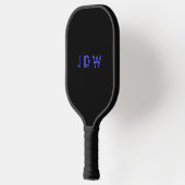 Personalisierte Monogramm Schwarz und Blau Pickleball Schläger (Links)