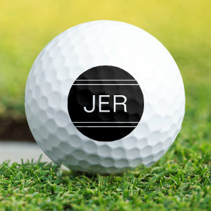 Personalisierte Monogramm-Schwarz-Vorlage für Golf Golfball