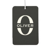 Personalisierte Monogramm Schwarz-Weiß-Bezeichnung Autolufterfrischer (Vorderseite)