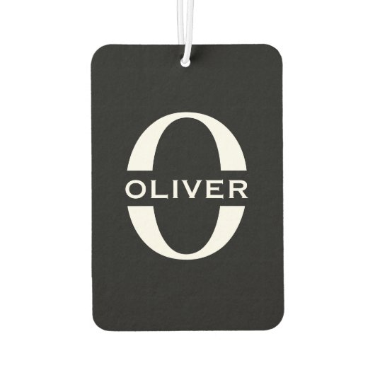 Personalisierte Monogramm Schwarz-Weiß-Bezeichnung Autolufterfrischer (Rückseite)