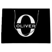 Personalisierte Monogramm Schwarz-Weiß-Bezeichnung Große Geschenktüte (Vorderseite)