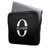 Personalisierte Monogramm Schwarz-Weiß-Bezeichnung Laptopschutzhülle (Vorderseite Links)