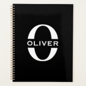 Personalisierte Monogramm Schwarz-Weiß-Bezeichnung Planer (Vorderseite)