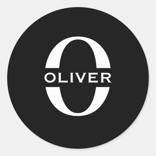 Personalisierte Monogramm Schwarz-Weiß-Bezeichnung Runder Aufkleber (Vorderseite)