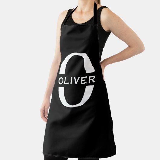 Personalisierte Monogramm Schwarz-Weiß-Bezeichnung Schürze (InSitu)