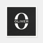 Personalisierte Monogramm Schwarz-Weiß-Bezeichnung Serviette (Vorderseite)