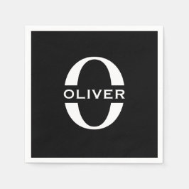 Personalisierte Monogramm Schwarz-Weiß-Bezeichnung Serviette