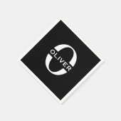 Personalisierte Monogramm Schwarz-Weiß-Bezeichnung Serviette (Ecke)