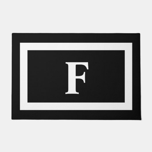 Personalisierte Monogramm Schwarz-weiß  Fußmatte (Vorderseite)