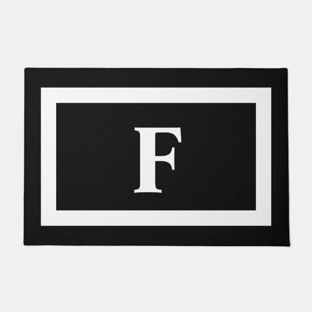 Personalisierte Monogramm Schwarz-weiß  Fußmatte (Vorderseite)