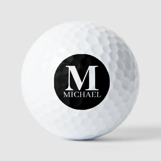Personalisierte Monogramm Schwarz/Weiß Golfball (Vorderseite)