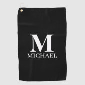 Personalisierte Monogramm Schwarz/Weiß Golfhandtuch (Vorderseite)