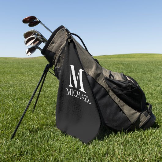 Personalisierte Monogramm Schwarz/Weiß Golfhandtuch (Gras)