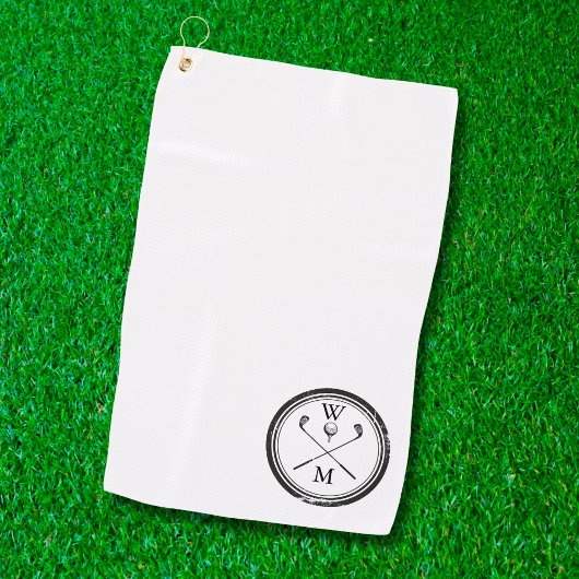 Personalisierte Monogramm Schwarz/Weiß Golfhandtuch