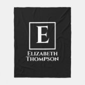 Personalisierte Monogramm Schwarz/Weiß Minimalisti Fleecedecke (Vorderseite)