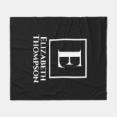 Personalisierte Monogramm Schwarz/Weiß Minimalisti Fleecedecke (Vorderseite (Horizontal))