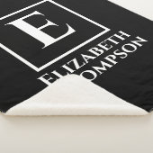 Personalisierte Monogramm Schwarz/Weiß Minimalisti Sherpadecke (3/4)