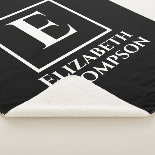 Personalisierte Monogramm Schwarz/Weiß Minimalisti Sherpadecke (3/4)
