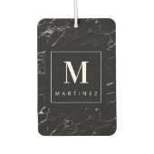 Personalisierte Monogramm-Schwarze Marmor Autolufterfrischer (Vorderseite)