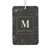 Personalisierte Monogramm-Schwarze Marmor Autolufterfrischer (Rückseite)